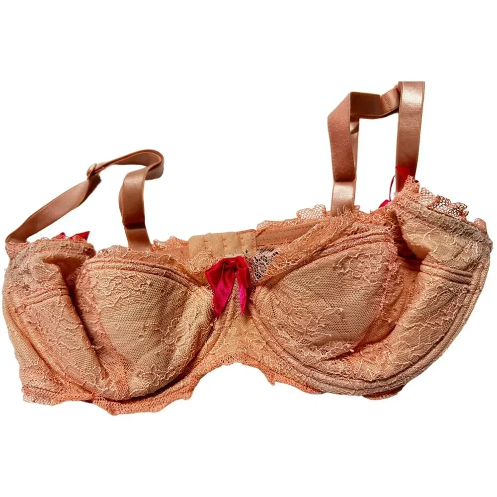 Vintage Victorias Secret Bra Womens Size 36DD Peachy Pink Underwire Retro